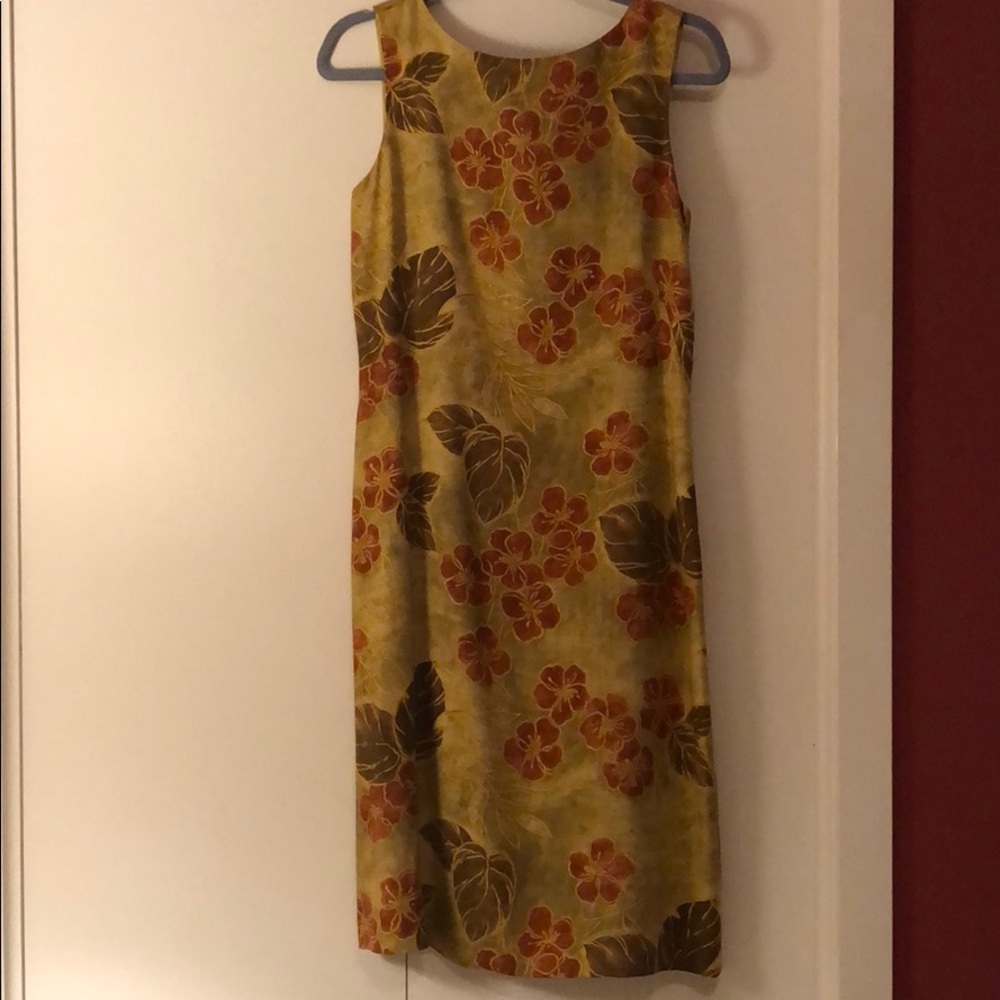 Green silk floral dress